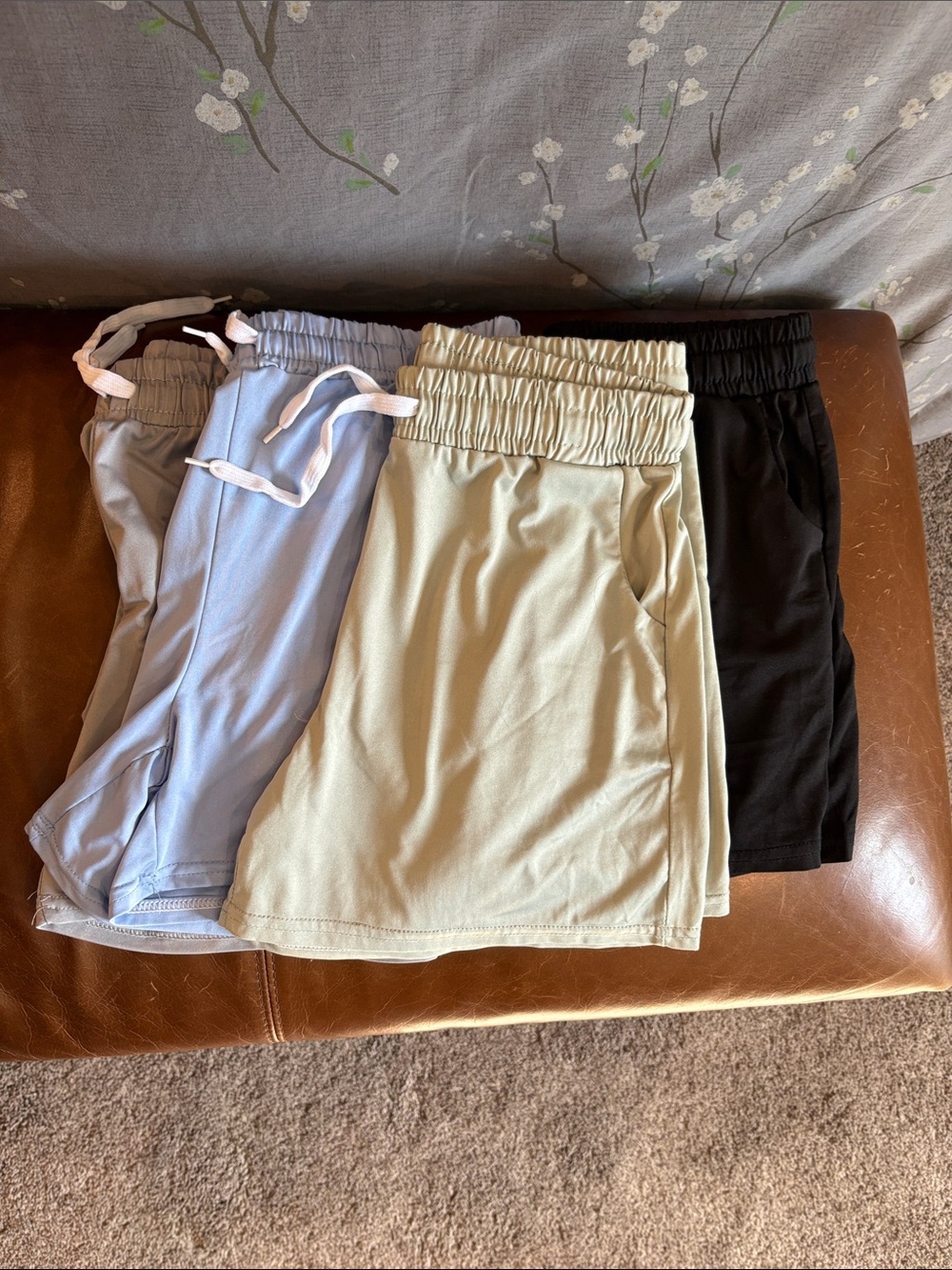 Kids Elastic-Waist Performance Shorts - Black, Light Blue, Cream, Gray